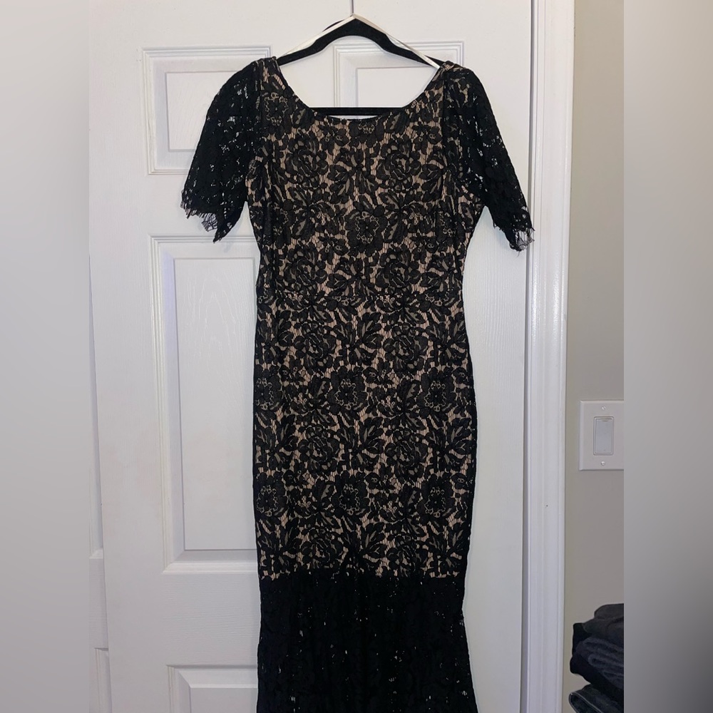 Black lace midi dress
